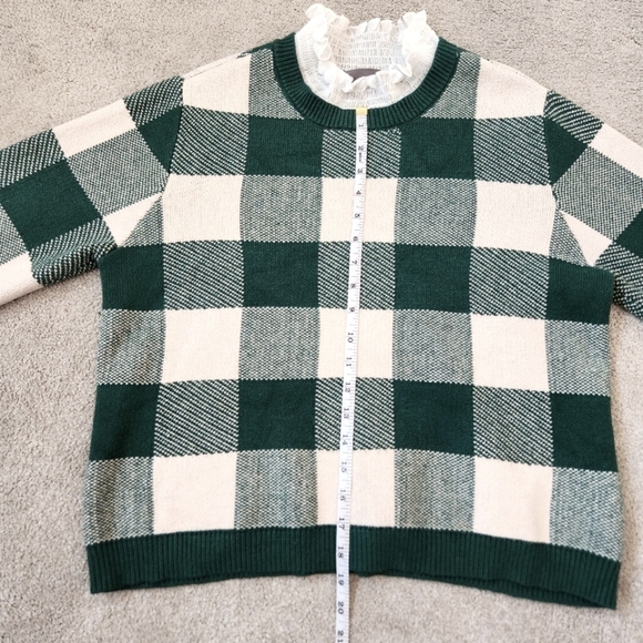 An­thro­polo­gie Plaid Ruffle-Collar Pullover Sweater Prep Preppy Old Money - Picture 9 of 11